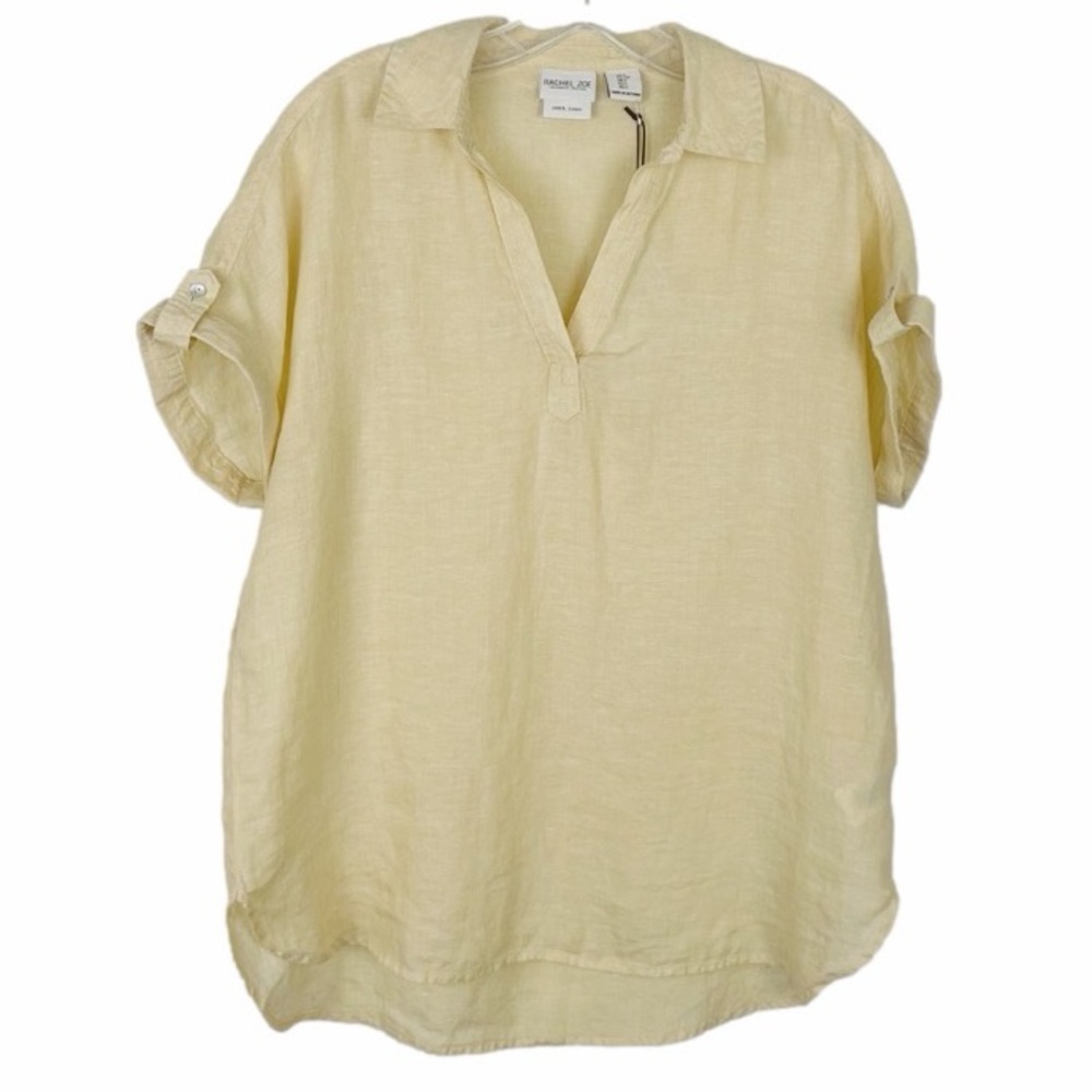 Rachel Zoe Oversized Linen Top Blouse NWT Pastel Yellow Size Small